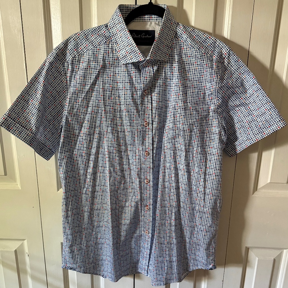 Robert Graham "Modern Americana" tailored fit Short sleeve blue dot button up